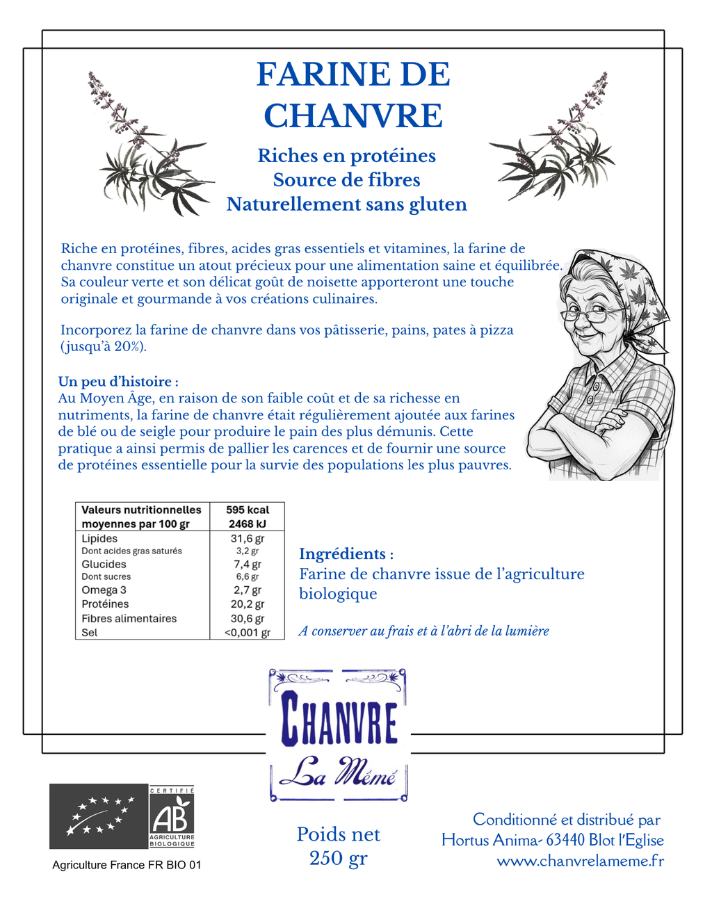 Farine de chanvre-Protéines végétales BIO