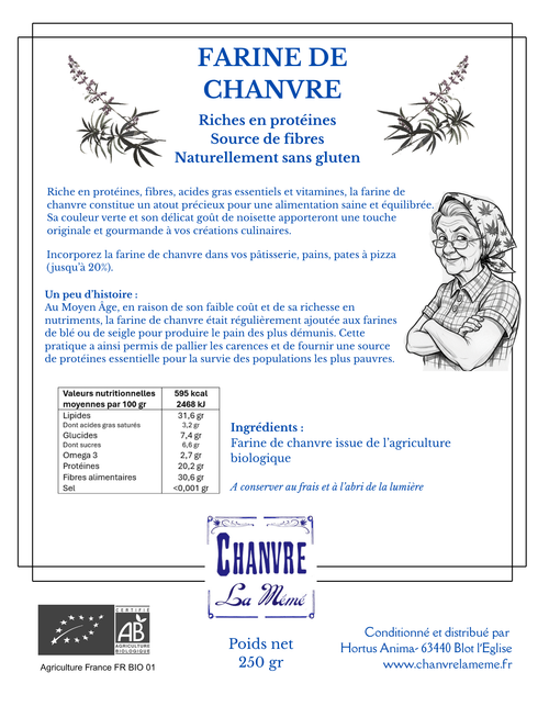 Farine de chanvre-Protéines végétales BIO