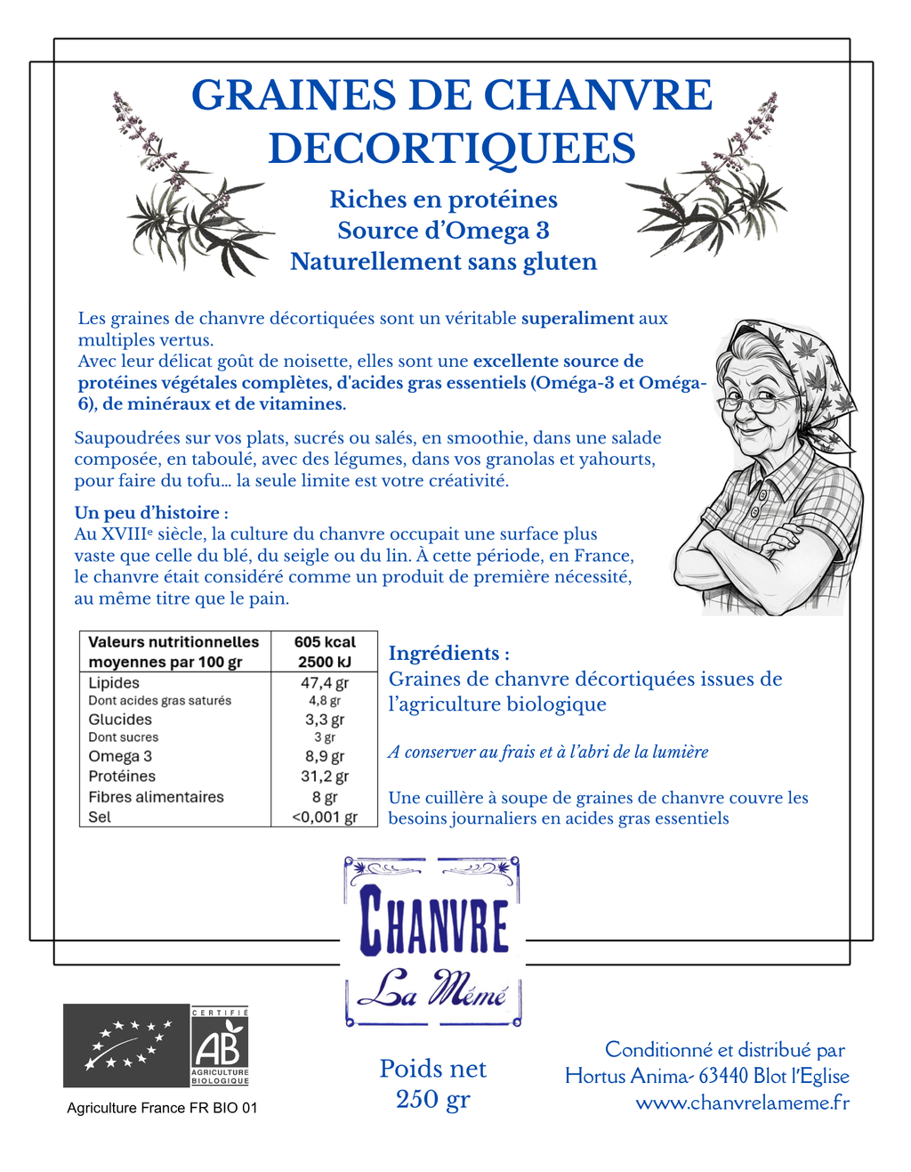 Graines de chanvre décortiquées BIO
